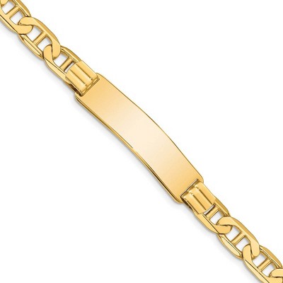 Black Bow Jewelry Mens 14k Yellow Gold Anchor Link & Lobster Clasp I.D. Bracelet, 8 Inch