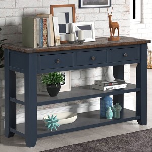 NicBex 3 Drawer Console Table with 2 Open Shelves,Entryway Table with Metal Handles,Modern Couch Table for Living Room,Blue - 1 of 4