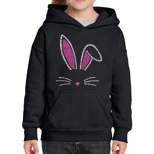 LA Pop Art Girl's Word Art Hooded Sweatshirt - Bunny Ears - 1 of 4