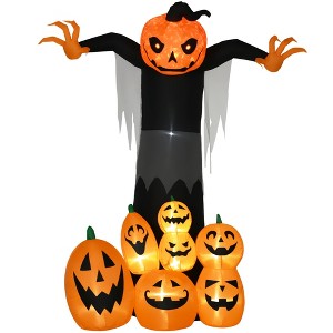 HOMCOM 106.25" Halloween Inflatables, Pumpkin Ghost with Pumpkin Patch, Outdoor Giant Blow Up Yard Decoration with Build-in LED - 1 of 4