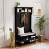 TIRAMISUBEST 3-in-1 Hallway Hall Tree with 2 Storage Drawer and 4 Coat Rack, Entryway Shoe Rack Bench with Seat Cushion, Bench with Top Storage Shelf - 2 of 4