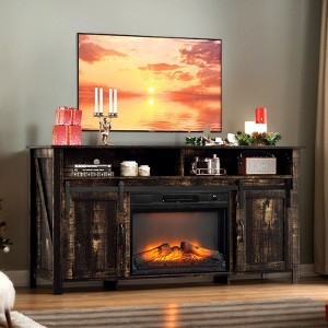 Farmhouse 59'' TV Stand For Tvs Up To 70'' With Electric Fireplace and 2-Door - 1 of 4