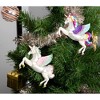 Juvale 2 Pack Glass Rainbow Unicorn Christmas Tree Ornaments, Christmas Decorations Holiday Decor, 5 x 4.5 in - 3 of 4