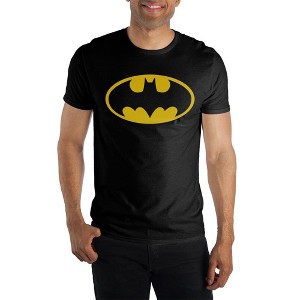 Batman Classic Yellow Bat Logo Black Graphic Tee Shirt T-Shirt - 1 of 1