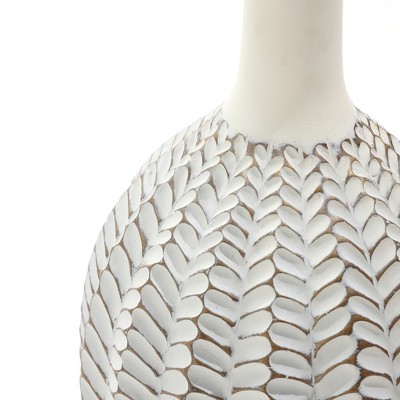 White Geometric Pattern Polyresin Trumpet Vase 23.5 Inches Tall