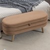 VYNXARIA-Velvet Coffee Fabric Storage Bench with Wood Legs For Living Room Bedroom Indoor - 2 of 4