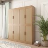 72"x62"x16" Wood Grain Buffet Cabinet, Storage Organizer with Adjustable Shelves and Rattan Doors for Kitchen Bedroom Living/Dinning Room - 3 of 4