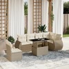 vidaXL 7 Piece Patio Sofa Set with Cushions Beige and Cream Poly Rattan - 2 of 4