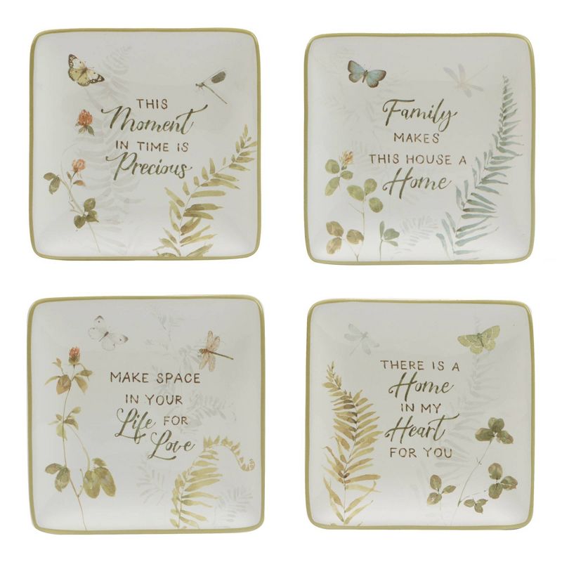 Set of 4 Green Fields Assorted Canape/Dining Plates - Certified International, 1 of 8