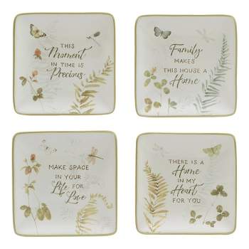 Set of 4 Green Fields Assorted Canape/Dining Plates - Certified International