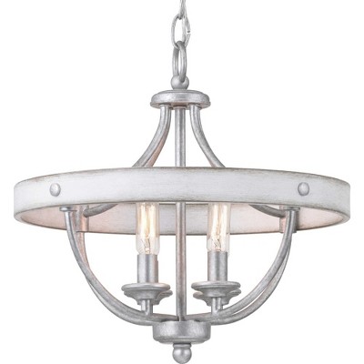 Graphite and Wood Grain 4-Light Semi-Flush Ceiling Fixture