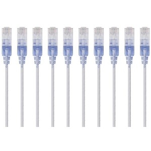 Monoprice Cat6A Ethernet Patch Cable - 3 Feet - White | Network Internet Cord - RJ45, 550Mhz, UTP, Pure Bare Copper Wire, 10G, 30AWG, 10-Pack - - 1 of 4