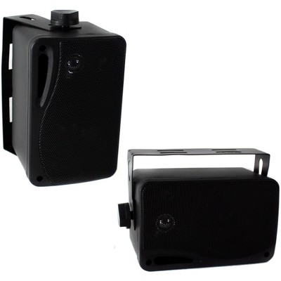 Pyle PLMR24B 3.5" 200 Watt 3-Way Weather Proof Mini Box Speakers