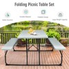 Tangkula Indoor & Outdoor Folding Picnic Table with Bench Seat Heavy Duty Portable Camping Table Set for Camping Dining BBQ Grey/Black/White - 4 of 4