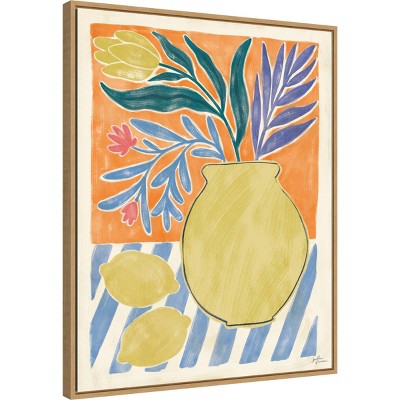 Cyprus and Lemon Still Life IV Framed Canvas Wall Art