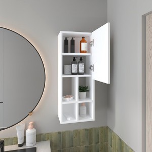 ChicFurnit Bathroom Storage Cabinet Wall Mounted Cabinet with Door and Four Open Shelves for Bathroom Use, White, 36.61"*22.44"*3.94" - 1 of 4