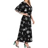 LA LEELA Women's Pirates Beach Slit Dress Cover Up Long Caftan Plus Size Kaftan Maxi Dresses for Women 2X-3X Cartoon Skull Vintage Black - 3 of 4