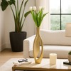 Modern Sleek Metallic Table Vase with Cutout Design for Faux Stems, or Fresh Flowers - Perfect Accent for Home, Office, and Bedroom Decor - 23" Gold - 2 of 4