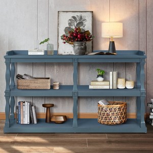 59.8"W Console Table with 3-Tier Open Storage Shelves and Turned Twist Column Effect Support Legs, Narrow Sofa Entry Table - ModernLuxe - 1 of 4
