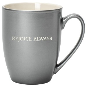 Elanze Designs Rejoice Always Grey 10 ounce New Bone China Coffee Cup Mug - 1 of 4