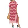 LA LEELA Women's House Daily Routine Evening Wear Holiday Casual Loungewear Dress Midi Kaftan Coverup Caftan Dresses for Women 2X-3X Pink, Zig Zag - image 3 of 3