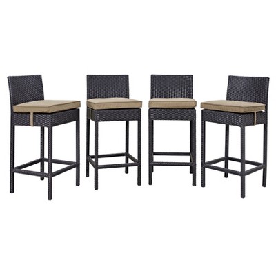 Convene 4pk All-Weather Wicker Patio Pub Chairs Espresso/Mocha - Modway