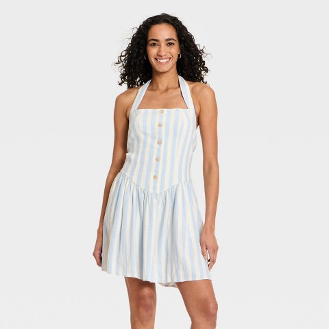 Женские свитеры Universal Thread Women's Sleeveless Pullover Mini Sundress - Universal Thread™ Blue Striped XL