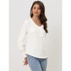 Allegra K Women's Ruffle V Neck Peplum Long Sleeve Casual Office Tops - 3 of 4
