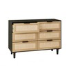 Modern Rattan Dresser With 6 Drawers Wooden Storage Chest Dresser Closet Organizers,abstract,black,43.31in,3.61ft - 3 of 4
