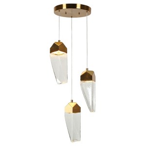 LNC Adonisior 3-Lights 11.4"  Luxury and Glam Cluster Glass Integrated LED Chandelier, Gold - 1 of 4