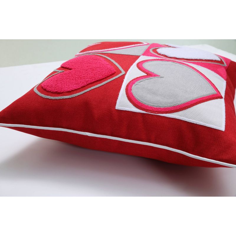 17&#34;x17&#34; Indoor Heartfelt Hearts Valentines Square Throw Pillow Red - Pillow Perfect, 4 of 7