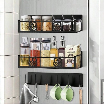 Akoasm 3-Piece Movable No-Drill Magnetic Spice Rack with Magnetic Owl ...