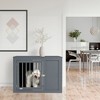 PawHut Dog Crate Furniture Wire Pet Cage Wooden Dog Kennel, End Table with Double Doors, and Locks, for Medium and Large Dog House Indoor Use, gray - 3 of 4