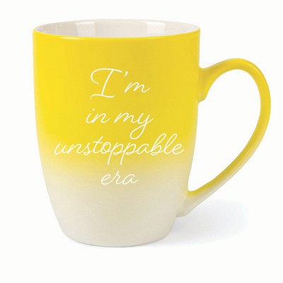 Elanze Designs In My Unstoppable Era Two Toned Ombre Matte 10 ounce New Bone China Coffee Tea Cup Mug For Your Favorite Morning Brew, Yellow and White