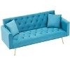 VYNXARIA 71 inch convertible love seat sofa, American retro, light blue velvet, suitable for small living room, bedroom, office - 3 of 4
