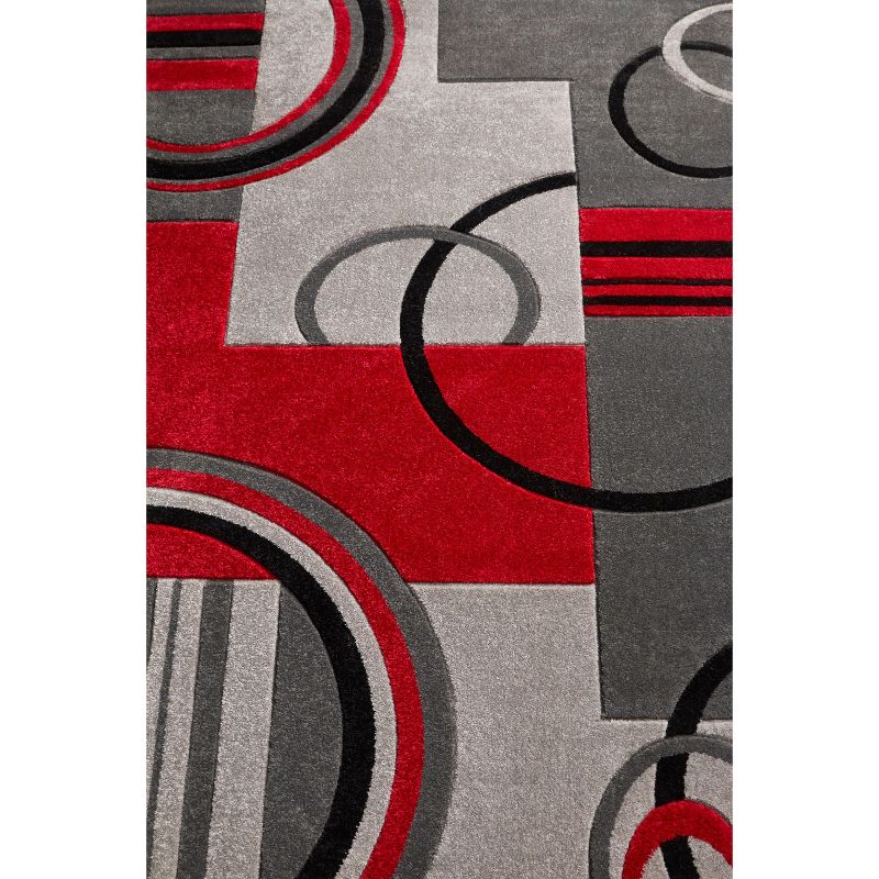 Echo Shapes Circles Modern Geometric Comfy Casual Hand Carved Abstract Contemporary Thick Soft Area Rug, 5 of 6