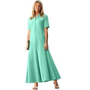 Jessica London Stretch Cotton Button Front Maxi Dress - 1 of 4