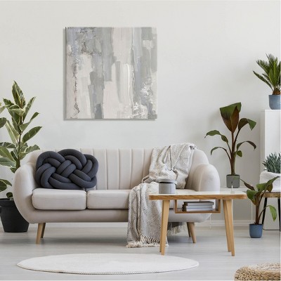 30" x 30" Gray and White Abstract Canvas Wall Art