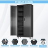 SUXXAN 72"H Metal Storage Cabinet with Wheels and Pegboard, 4 Adjustable Shelves and Lockable Door for Garage,Required Assembly - 3 of 4
