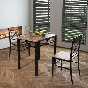 QingMoon Dining Table Set for 2, 3 Piece Wood Kitchen Table Set, Rectangular Table with 2 Chairs for Small Spaces - 1 of 4