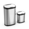 Nine Stars Combo 13gal/50L & 3.2gal/12L Motion Sensor Step Trash Can: Touchless, Hands-Free, Stainless Steel, Pedal-Operated - 2 of 4