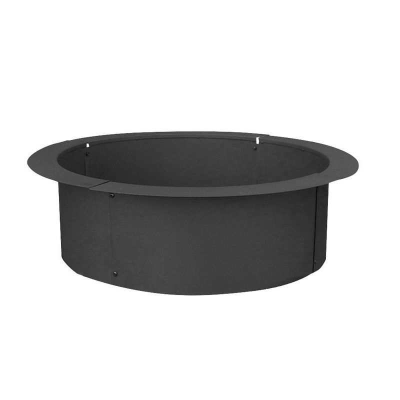 Sunnydaze Outdoor Heavy-Duty Steel Portable Above Ground or In-Ground Round Fire Pit Liner Ring - 27" - Black, 5 of 13