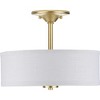 Progress Lighting, Inspire Collection, 2-Light Semi-Flush Mount, Satin Brass, Summer Linen Shade - 4 of 4
