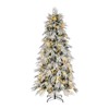 Hrinhom 7FT Slim Flocked Christmas Tree Pre-lit, Skinny Noble Artificial Christmas Tree Easy Assembly - 3 of 4