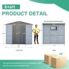 Outdoor Gray Backyard Storage Shed,Iron-Wood Frame Garden Bike Shed with Windows,Iron Doors,All-Weather Waterproof Garden Tool Shed-Coolbibila - 4 of 4
