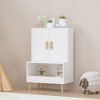 Racxily Kids Toy Storage Cabinet with Doors and Open Shelf, White Modern Wooden Organizer with Natural Wood Legs, Toddler Bookshelf - 4 of 4