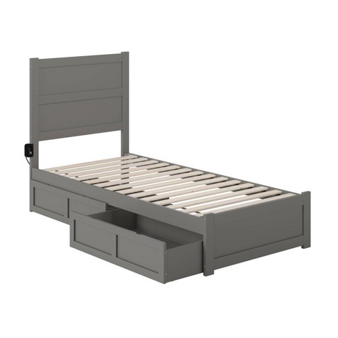 Twin Xl Noho Bed With Footboard And 2 Drawers Gray - Afi : Target