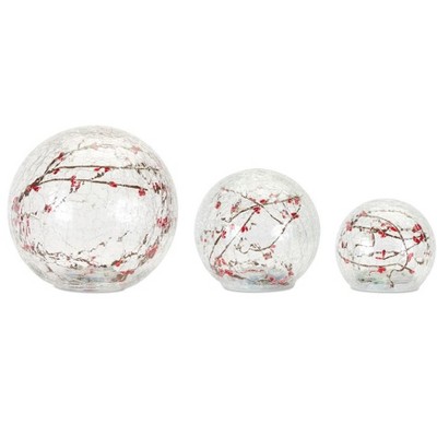 Melrose Berry Branch Lighted Globe (Set of 3)