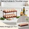 Acacia Wooden Egg Holder with Double Layers, Detachable Tray Holds 36 Eggs, Countertop Storage Rack for Fresh & Easter Eggs - 4 of 4