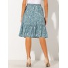 INSPIRE CHIC Women's Ruffle Hem Elastic Waist Flowy A-Line Swing Floral Midi Skirt - 4 of 4